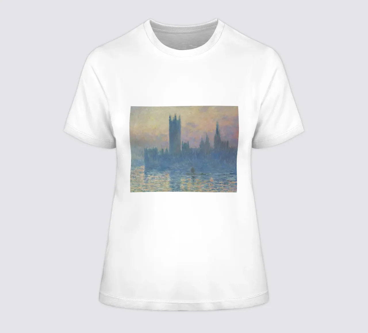 Claude Monet - Les Chambres du Parlement, coucher de soleil t-shirt ajusté pour femmes de William Store