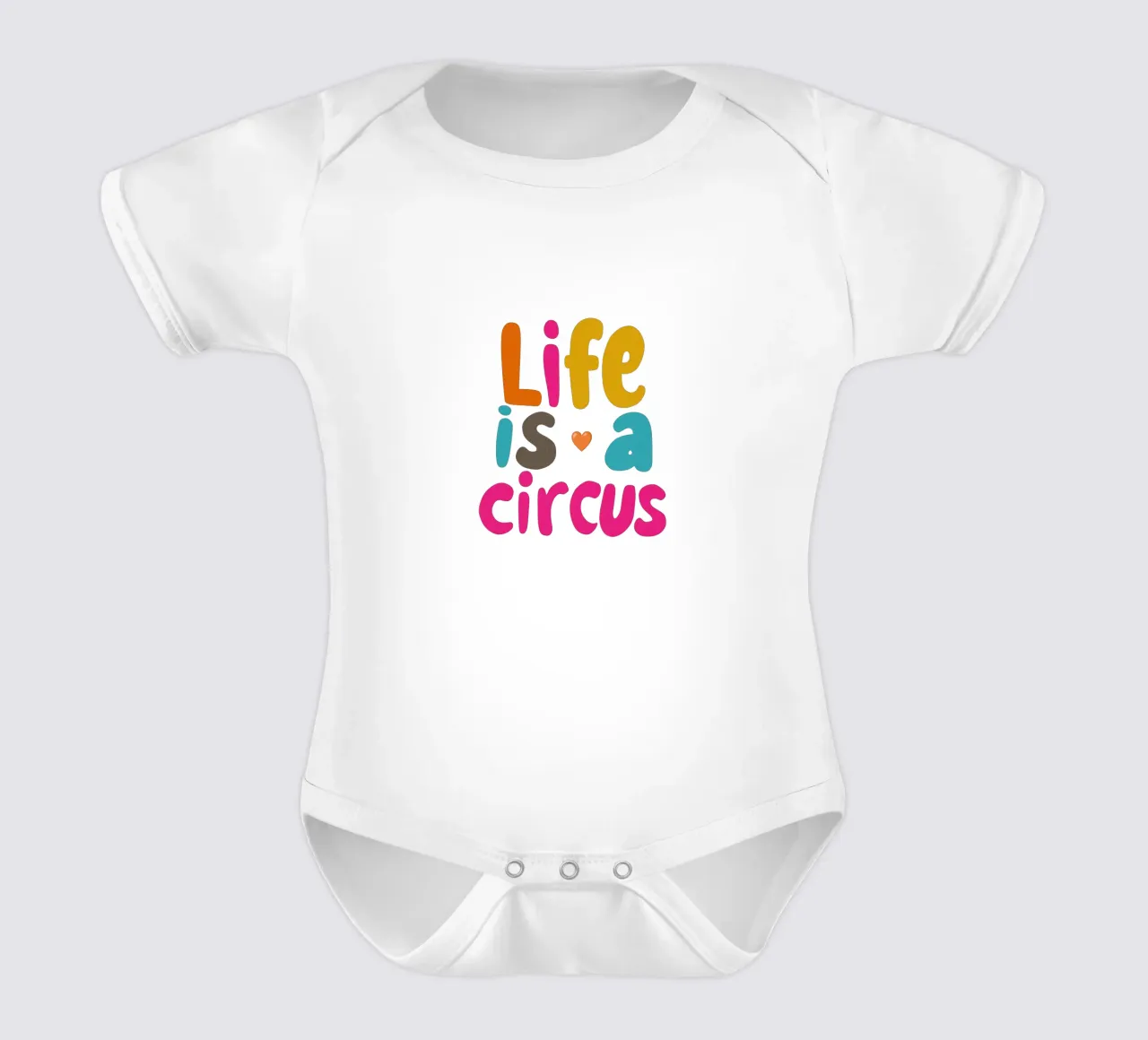 "Het leven is een circus" Kleurrijk uitzicht babyrompertje korte mouwen van Carinaprint
