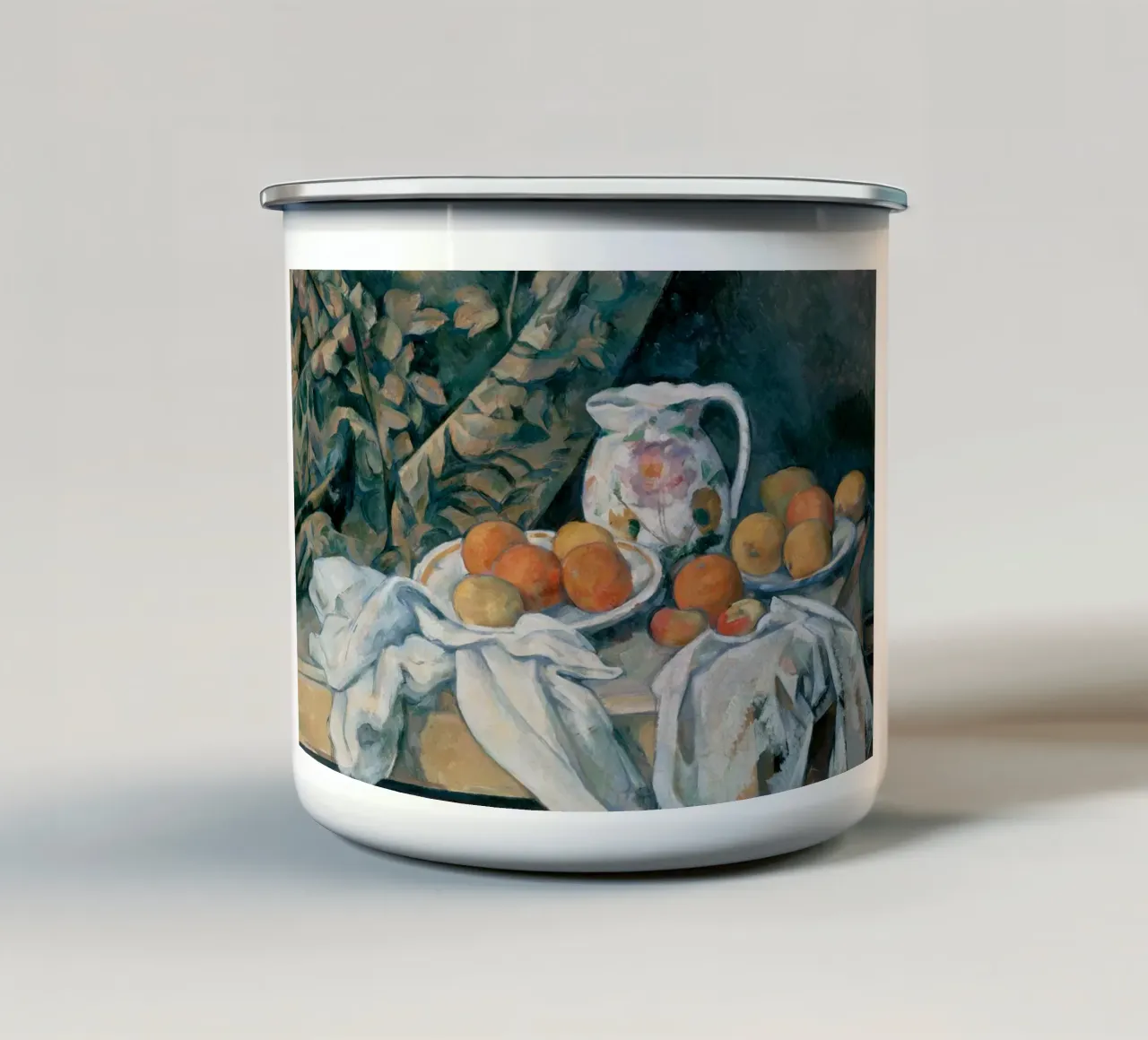 Paul Cezanne - Natura morta con tenda tazza in smalto da William Store
