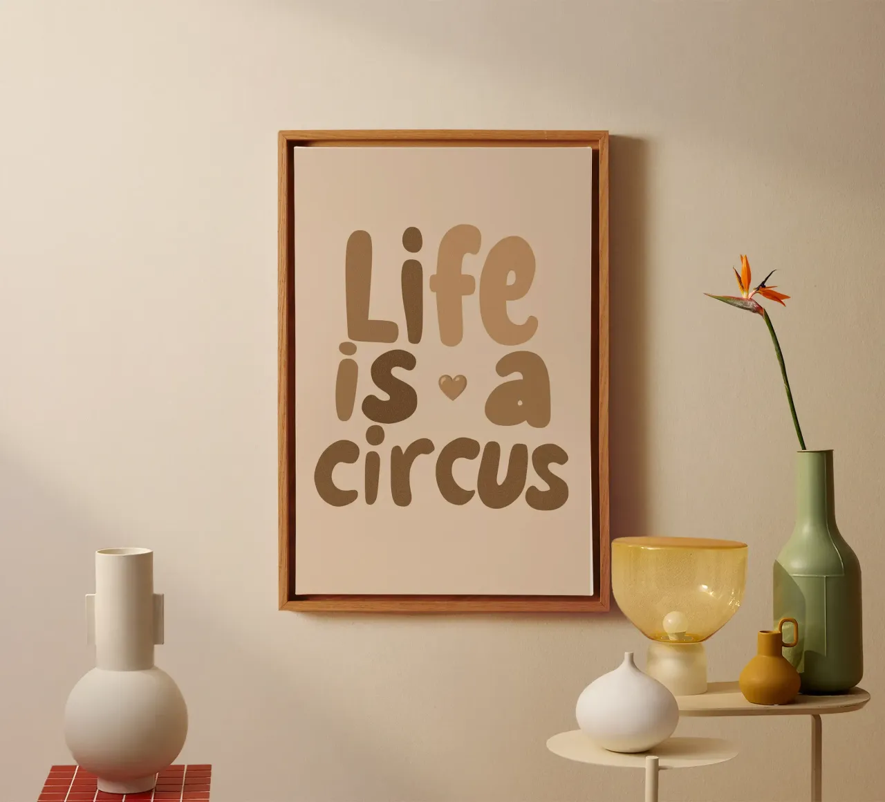 Het leven is een circus canvas met Baklijst van Carinaprint