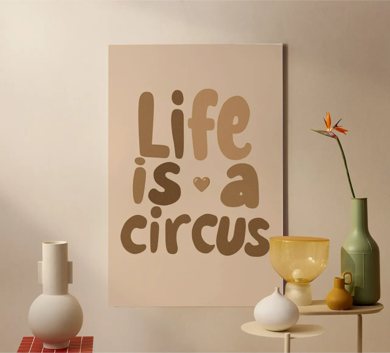 Het leven is een circus canvas met Baklijst van Carinaprint