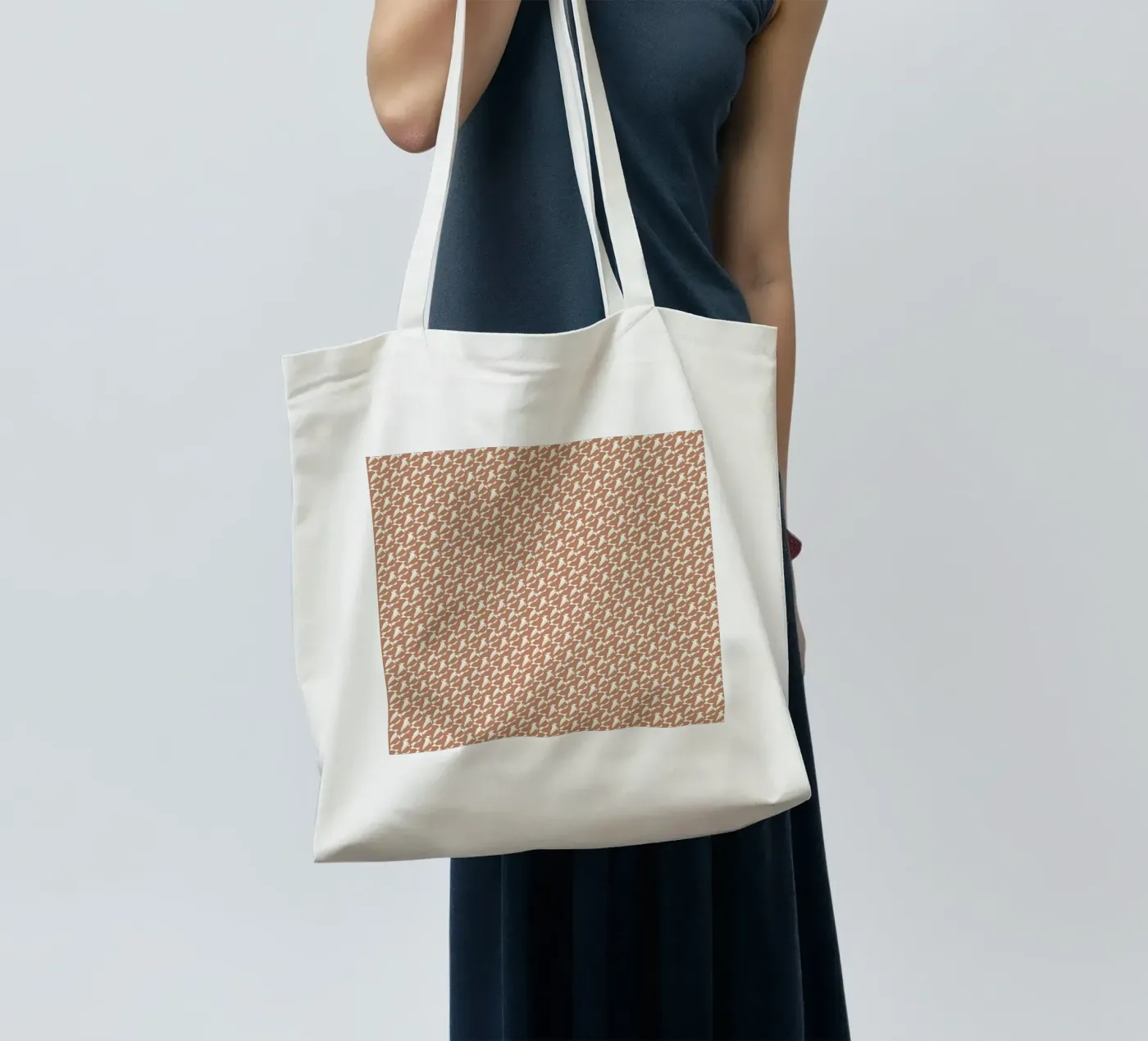 Pattern mocha tote bag by Little Dean