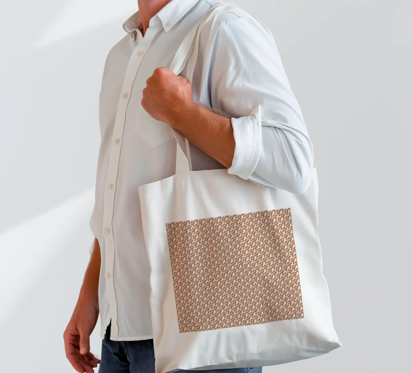 Pattern mocha tote bag by Little Dean