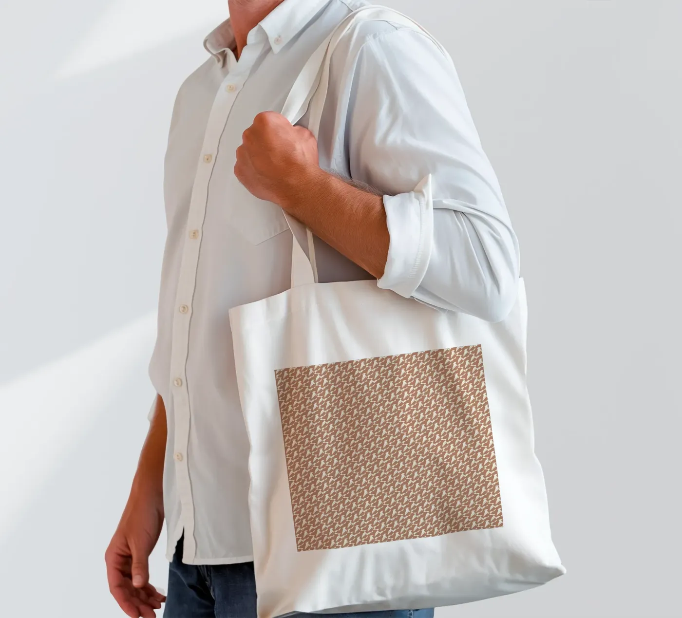 Pattern mocha tote bag by Little Dean