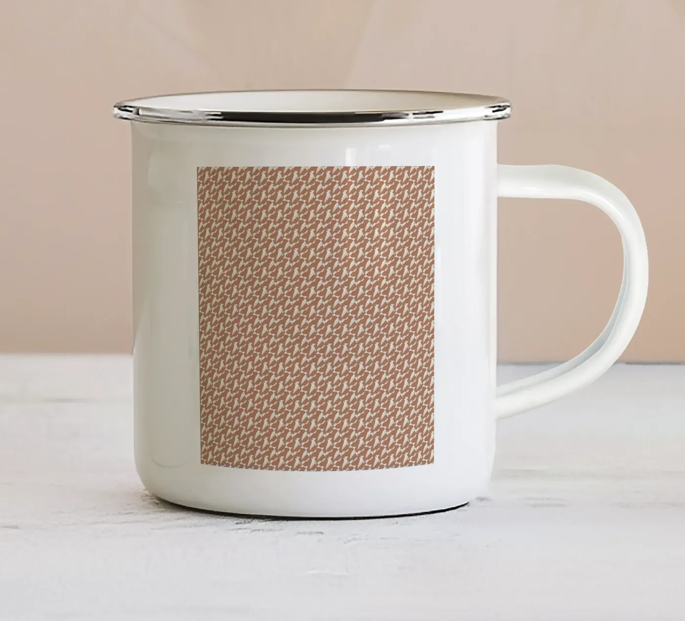 Pattern mocha enamel mug by Little Dean