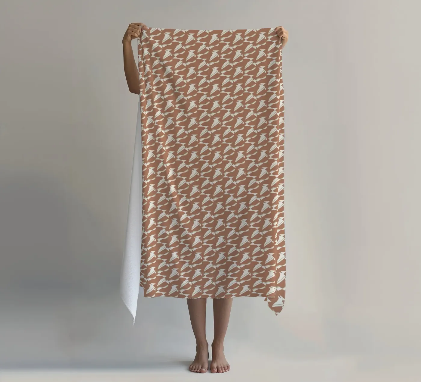 Pattern mocha beach towel by Little Dean