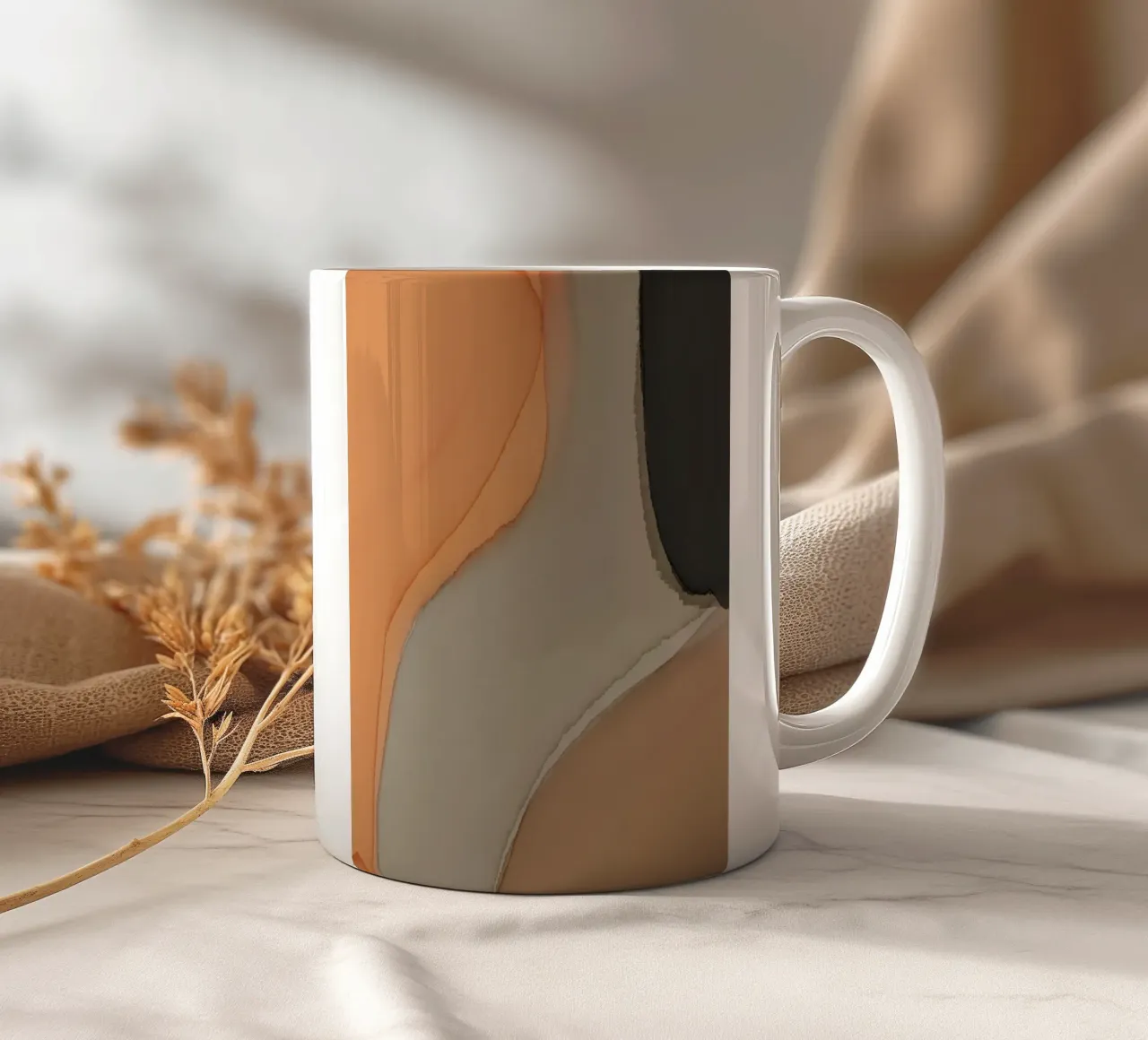 Minimalismo astratto dai toni della terra tazza in ceramica da Little Dean