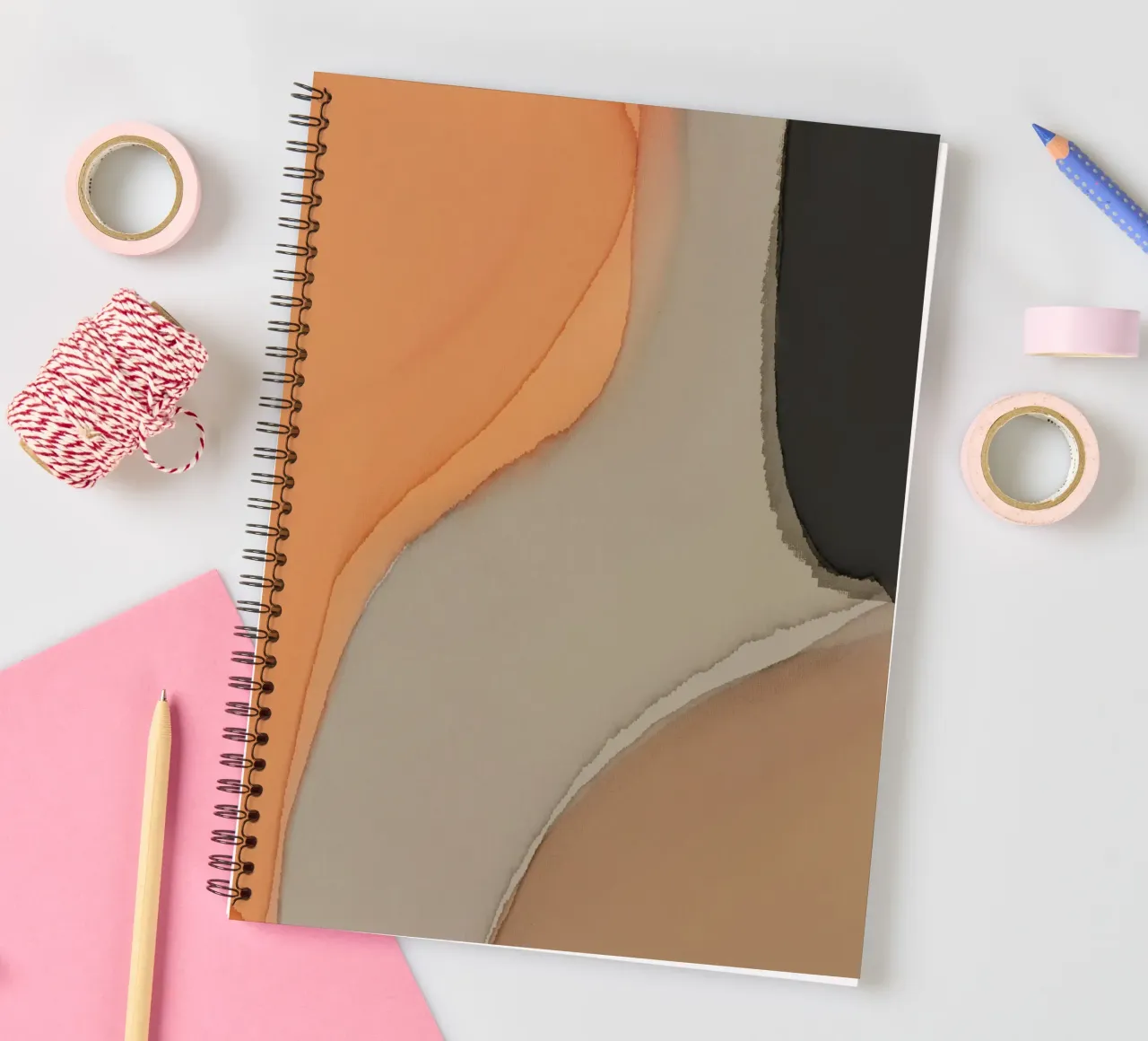 Minimalism earth tone abstract spiral notebook by Little Dean