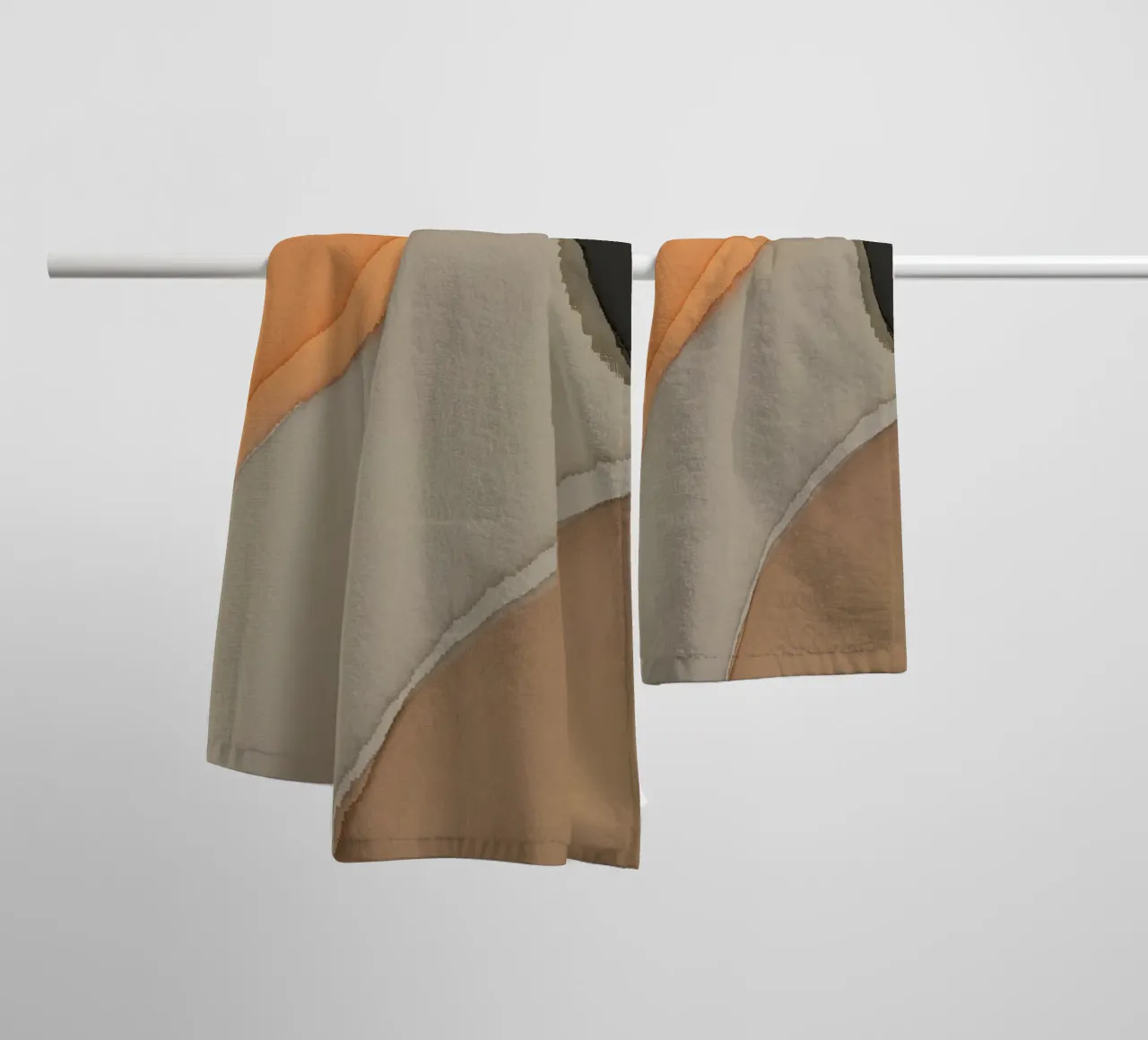Minimalisme aardetinten abstract badhanddoek van Little Dean
