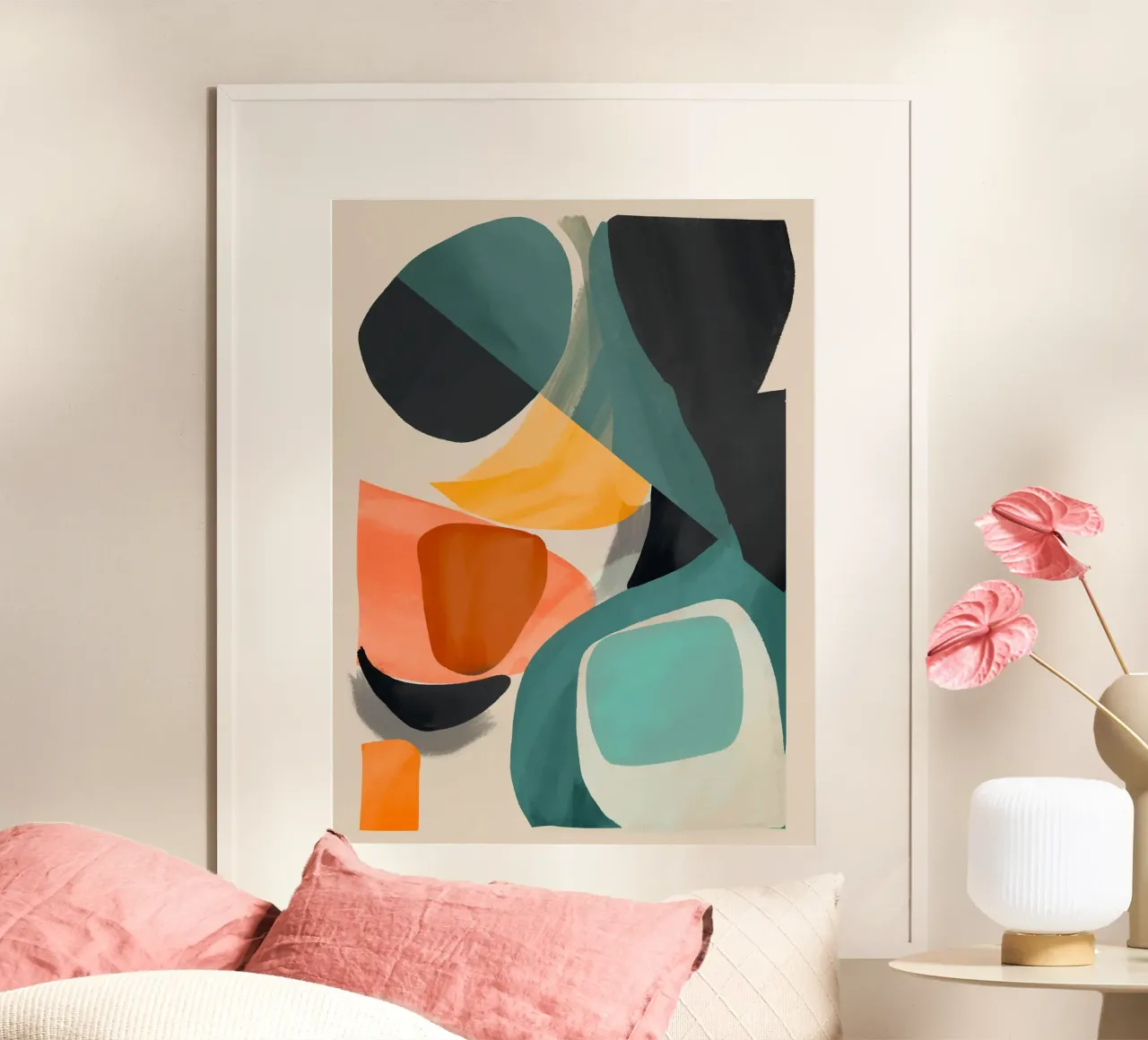 Moderne abstracte kunst 146 poster met houten frame van ThingDesign