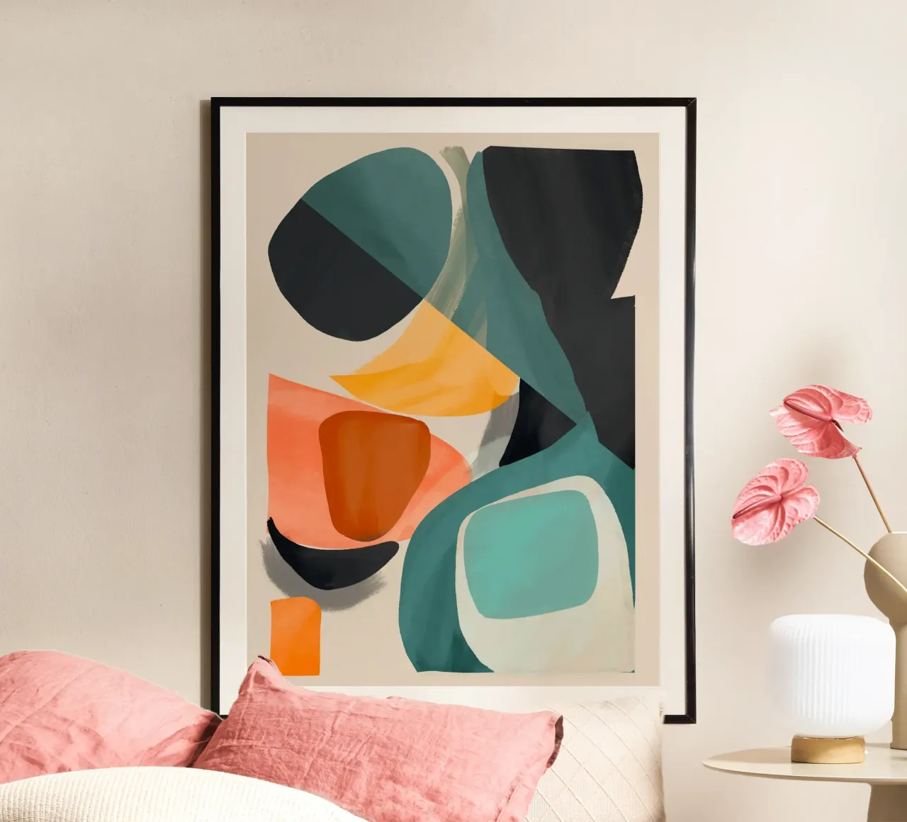Moderne abstracte kunst 146 poster met houten frame van ThingDesign
