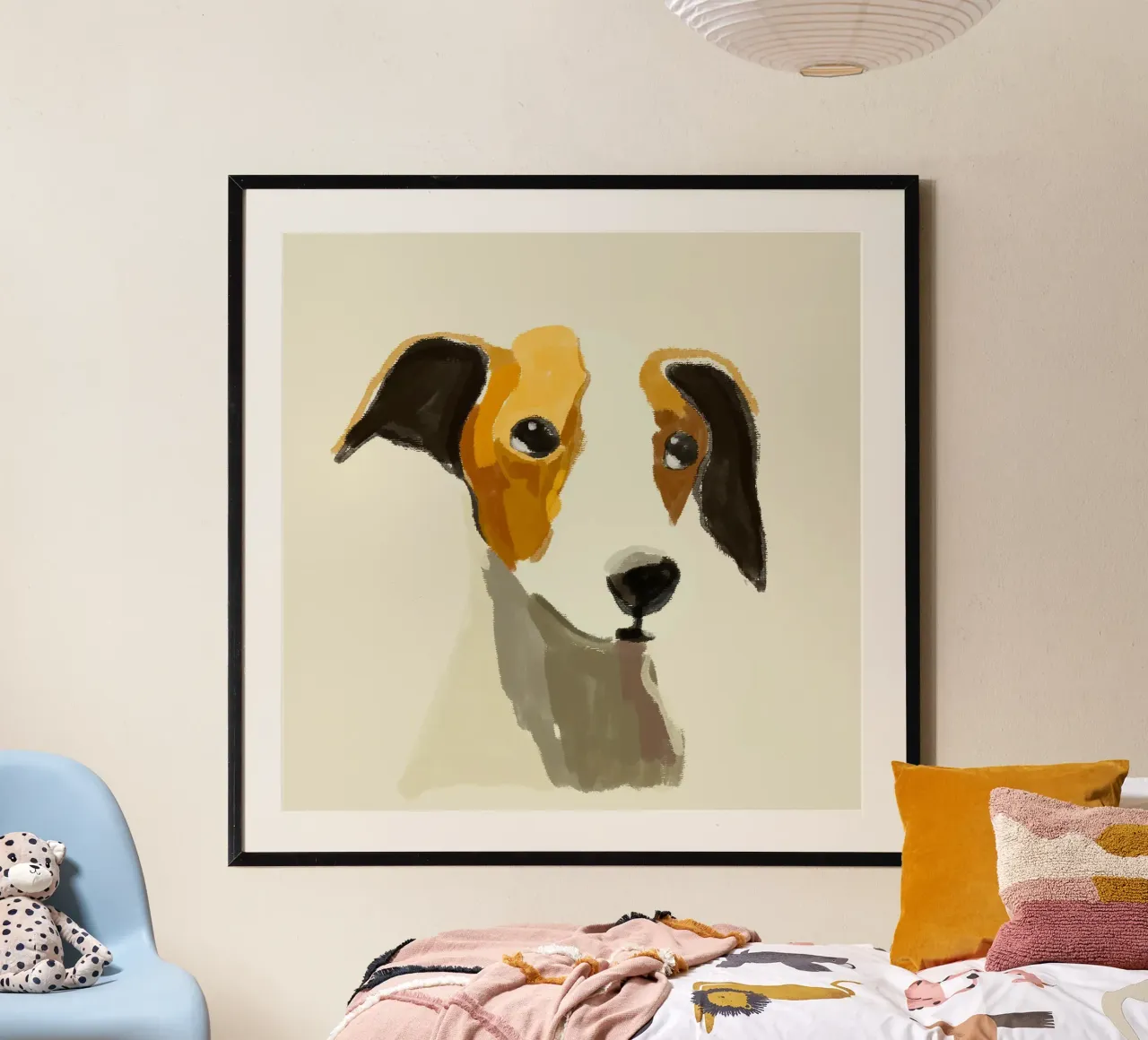 Ritratto di cane 2 poster con telaio in legno da ThingDesign