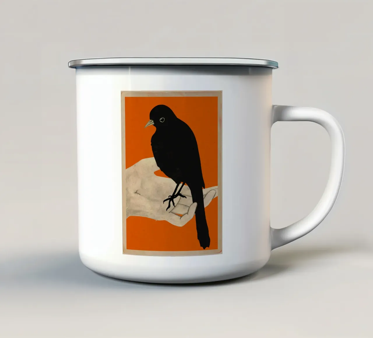 Uccello in mano 5 tazza in smalto da ThingDesign