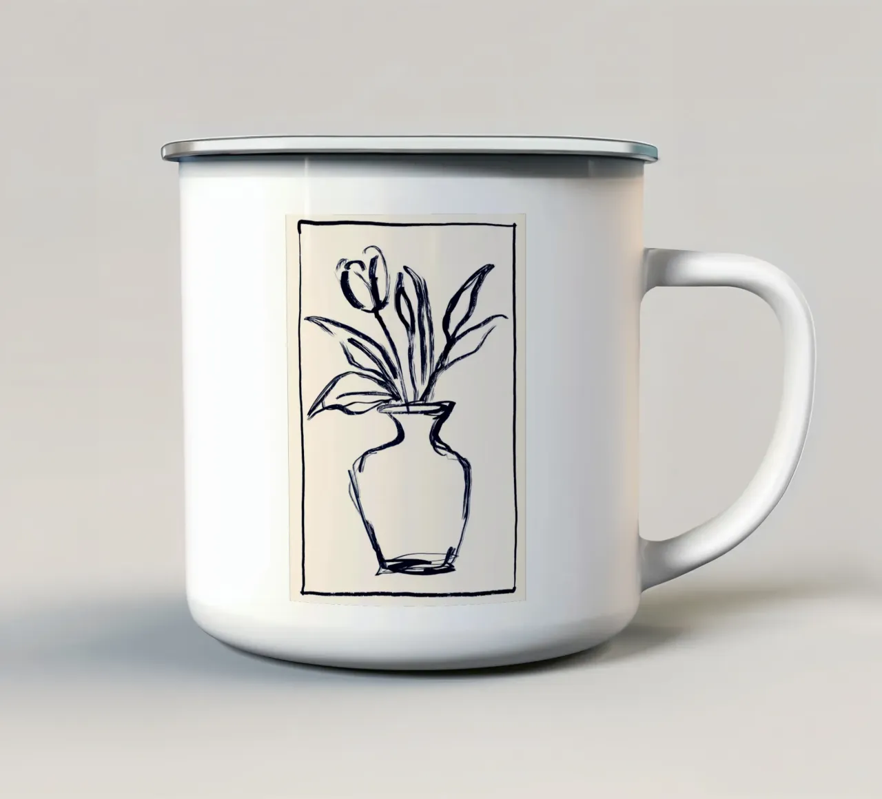 Fiore minimale in un vaso tazza in smalto da ThingDesign