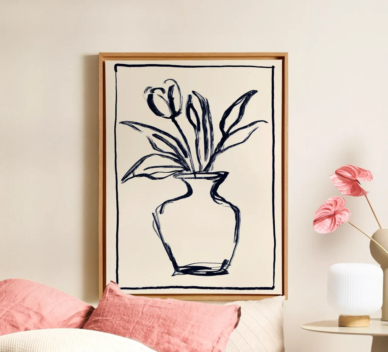 Fiore minimale in un vaso tela con Cornice a cassetta da ThingDesign