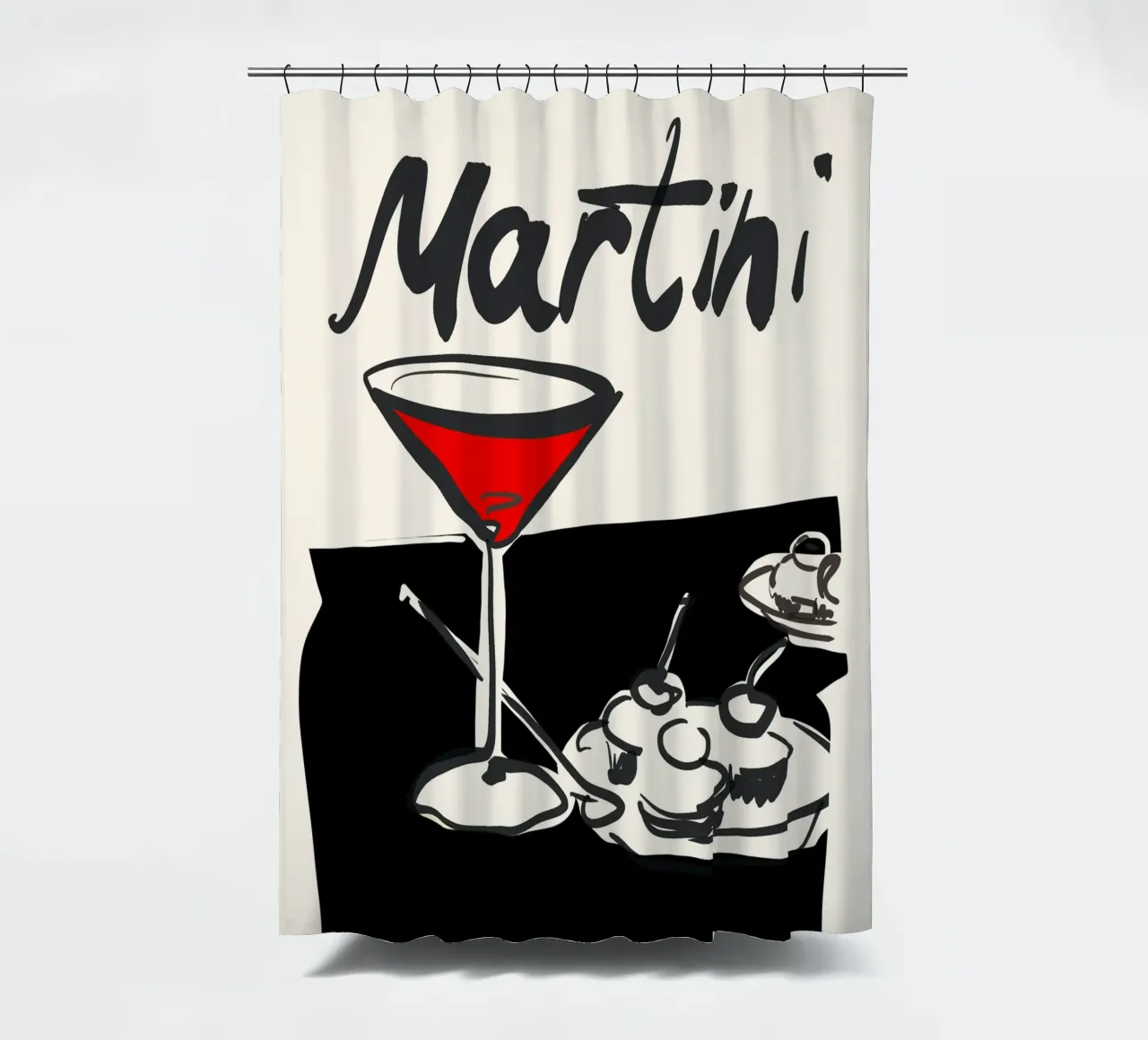 Martini 5 shower curtain by ThingDesign