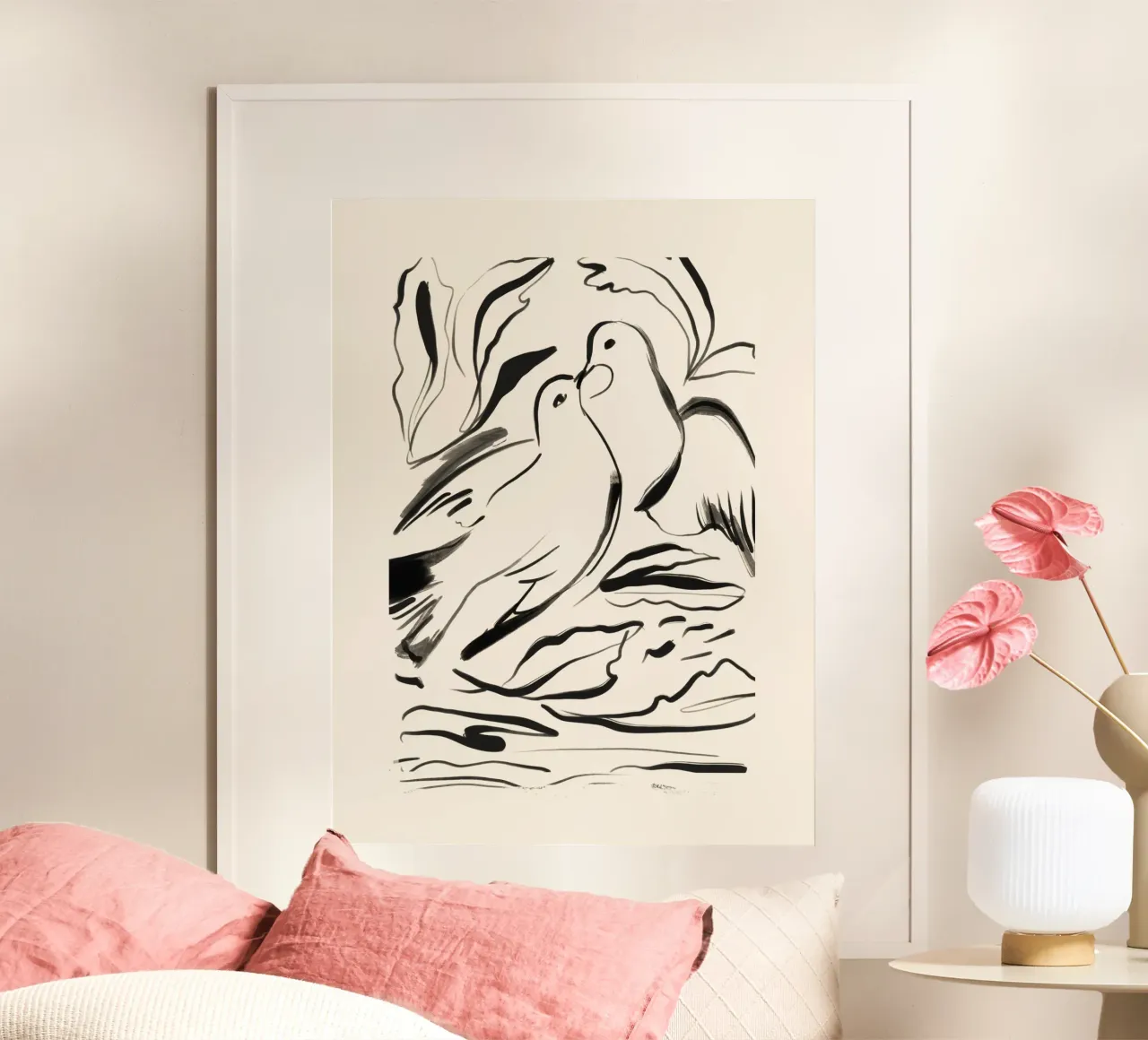Uccelli minimalisti poster con telaio in alluminio da ThingDesign