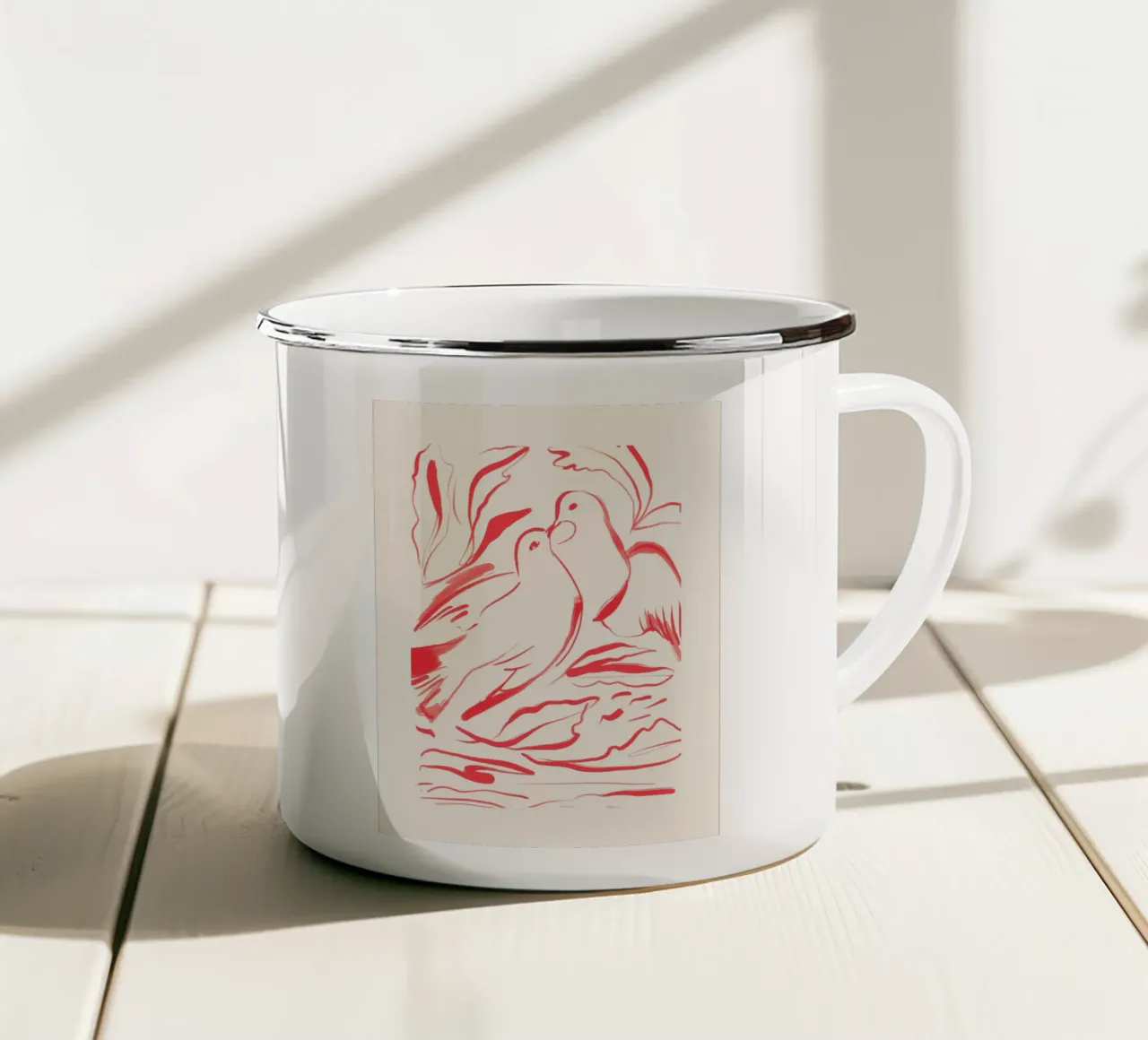 Uccelli minimalisti 2 tazza in smalto da ThingDesign