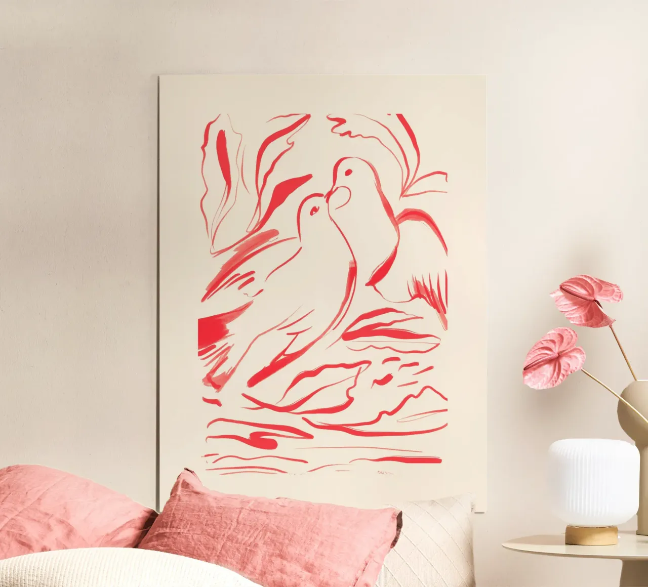 Uccelli minimalisti 2 poster con telaio in legno da ThingDesign