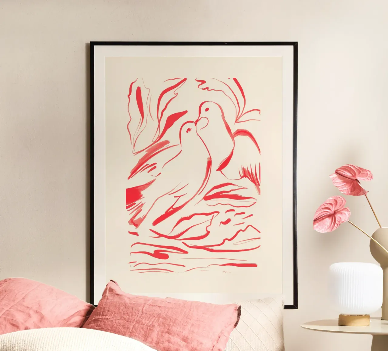Uccelli minimalisti 2 poster con telaio in legno da ThingDesign
