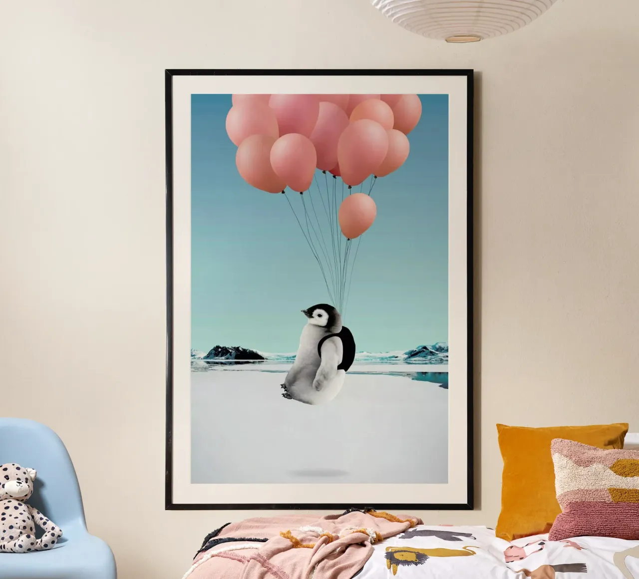 Penguin poster con telaio in alluminio da Lemon-apes