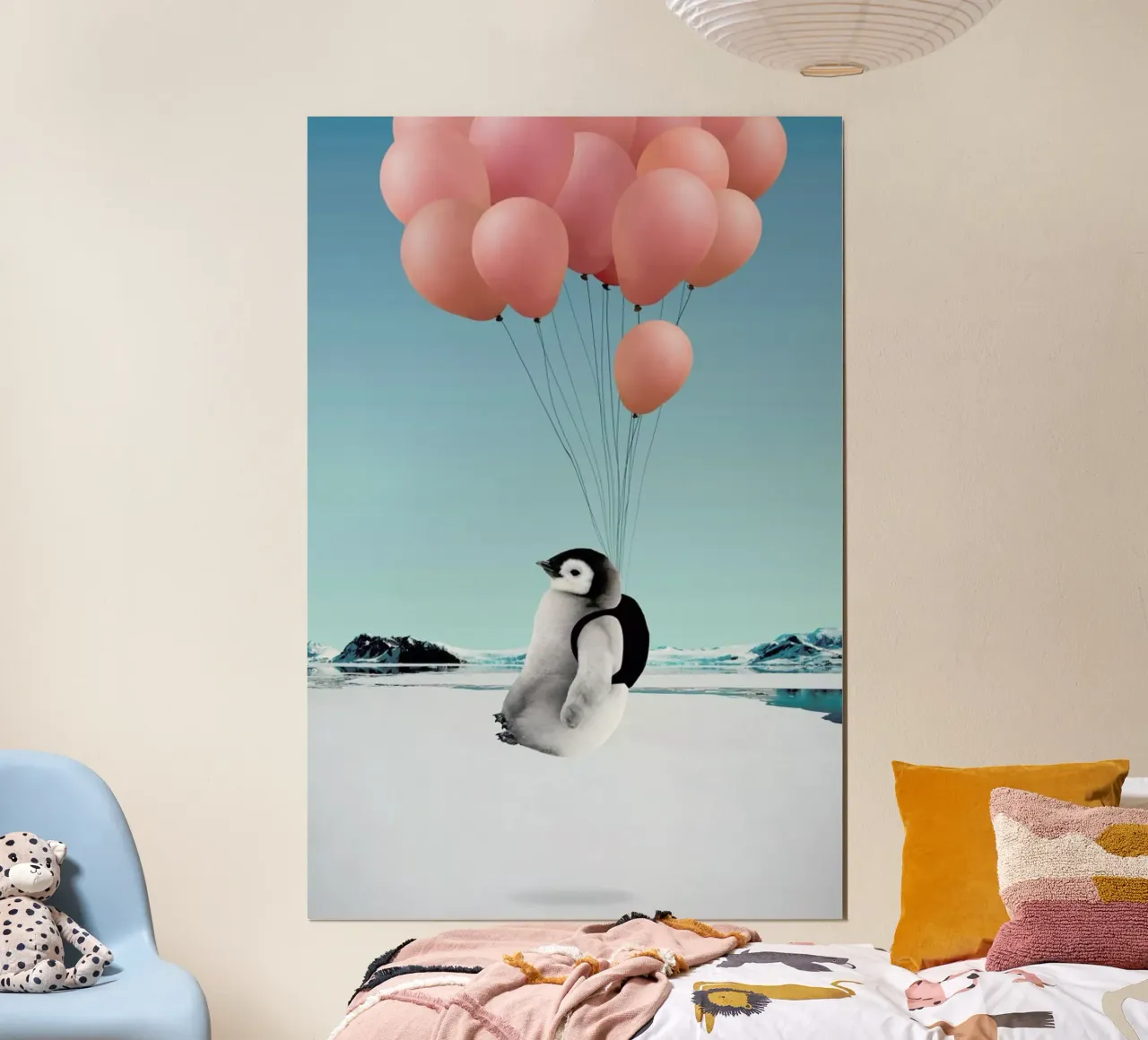 Penguin poster con telaio in alluminio da Lemon-apes