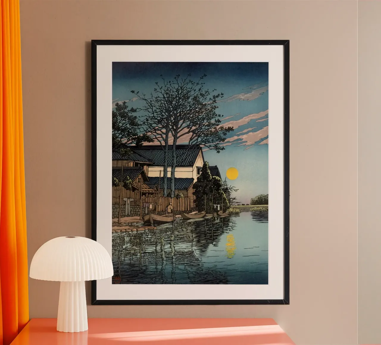 Ukiyo-e: Paesaggio giapponese in xilografia, Sera a Itako poster da Aesthetic Muse