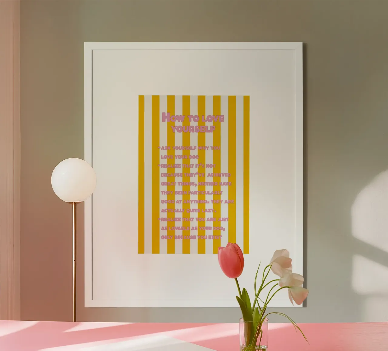 How to love yourself poster con telaio in plastica da thesoulhugclub
