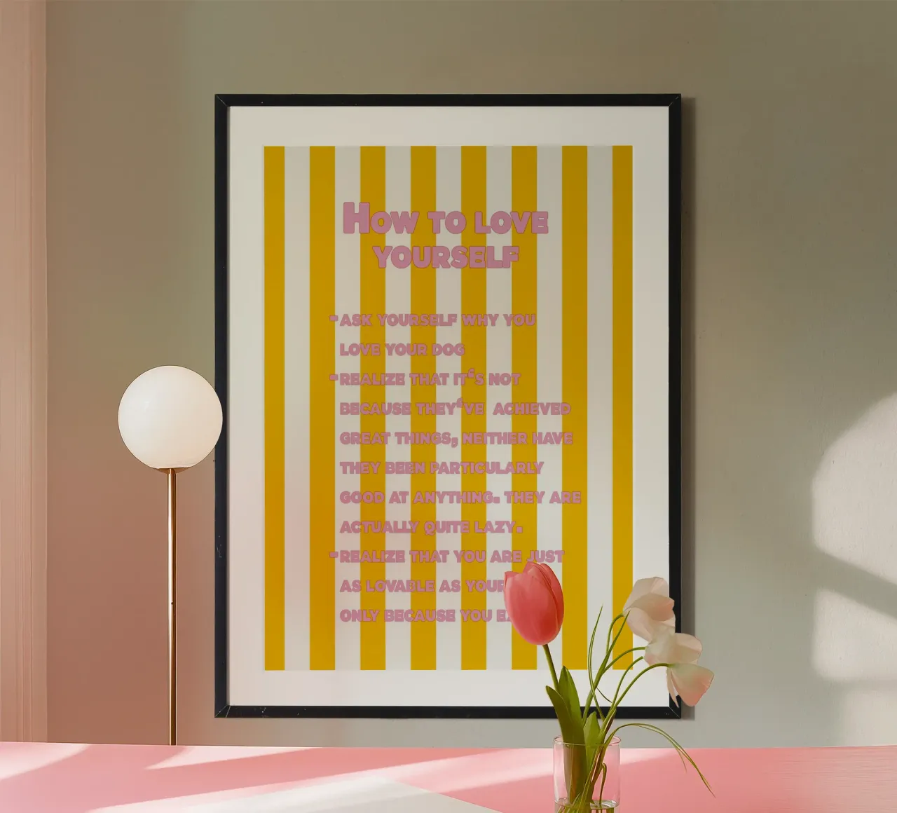 How to love yourself poster con telaio in plastica da thesoulhugclub