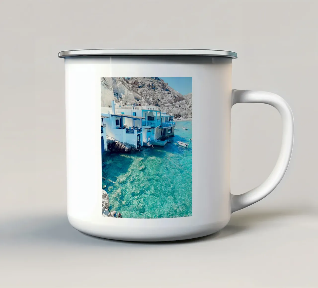 Milos Griechenland Foto, Griechische Inseln Reiseposter Emaille Tasse von TheTravelClub