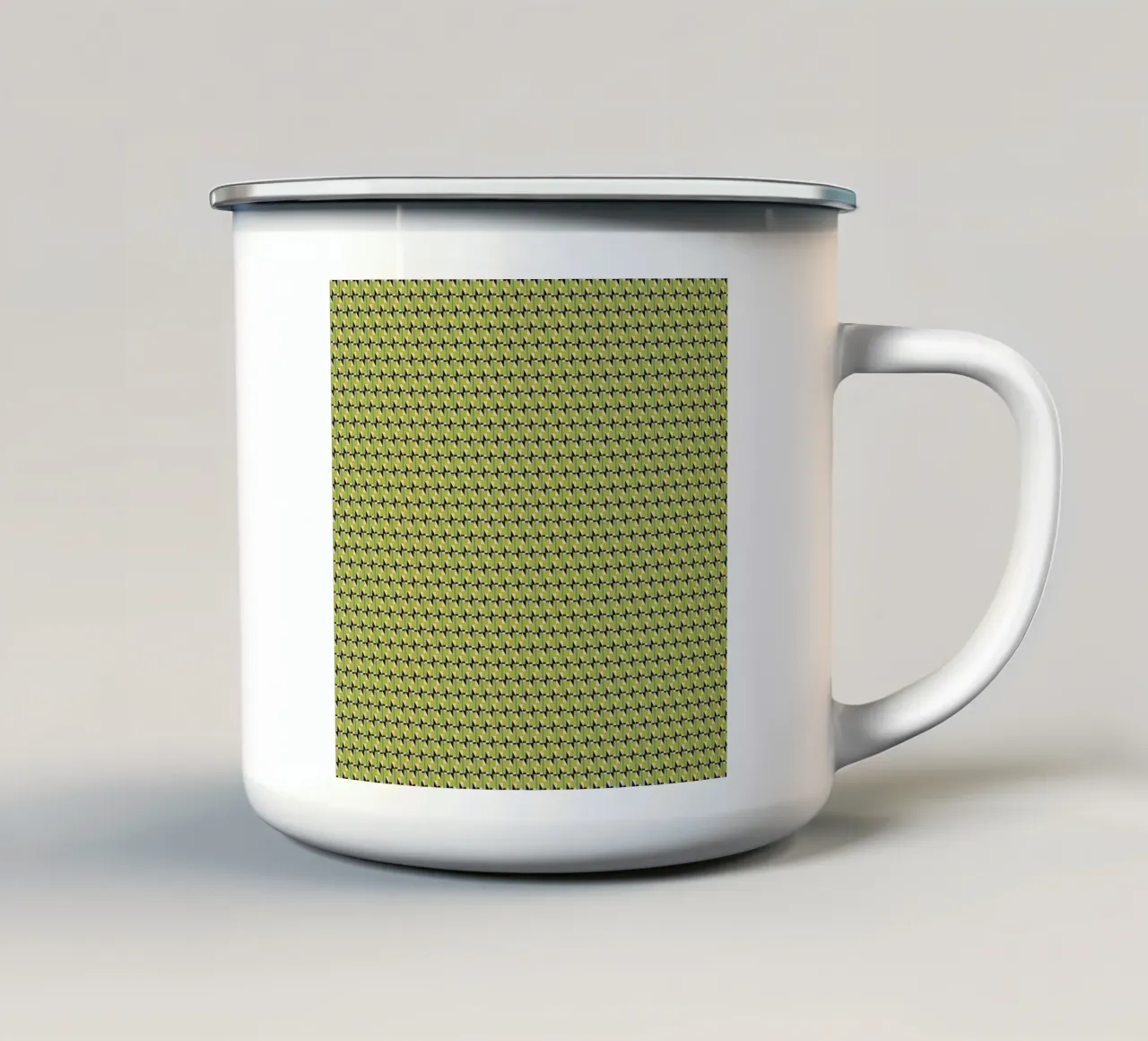 Motivo geometrico verde bianco nero tazza in smalto da Little Dean