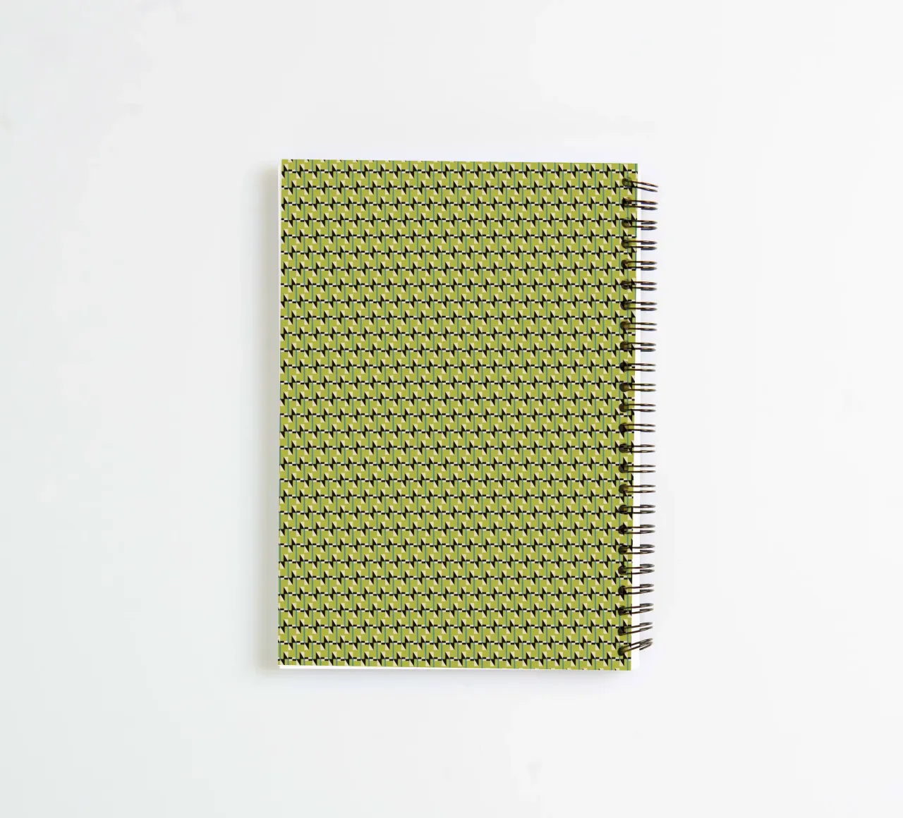 Green geometrical black white pattern spiral notebook by Little Dean