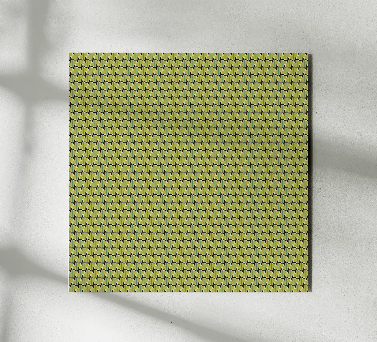 Green geometrical black white pattern alu-dibond by Little Dean