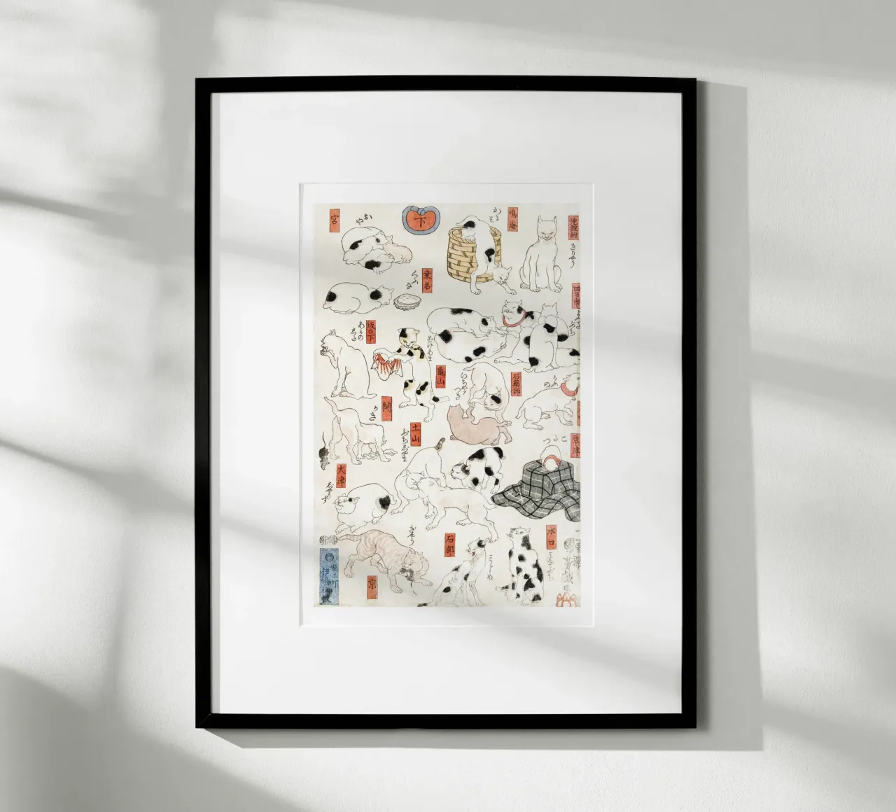 Cats - Utagawa Kuniyoshi poster con telaio in legno da Second Canvas