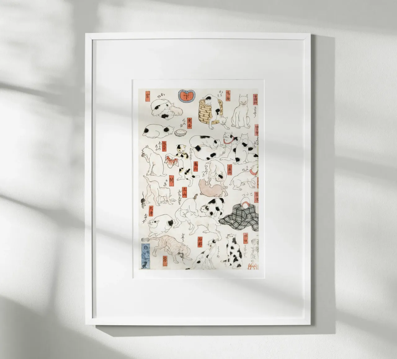 Cats - Utagawa Kuniyoshi poster con telaio in legno da Second Canvas