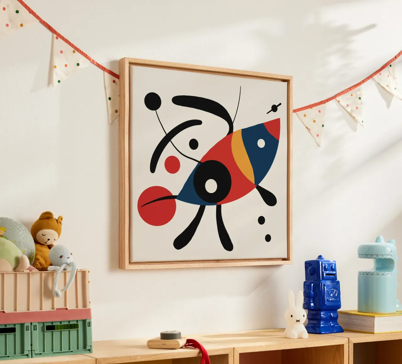 Amoeba abstract canvas with Floater frame by Little Dean