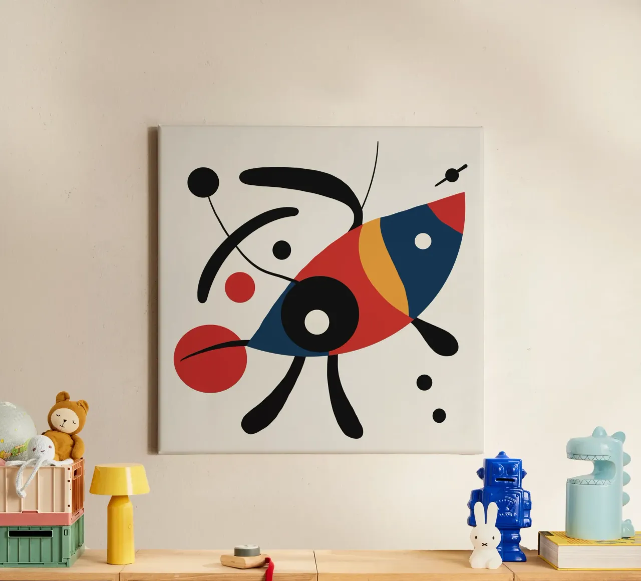 Amoeba abstract canvas with Floater frame by Little Dean