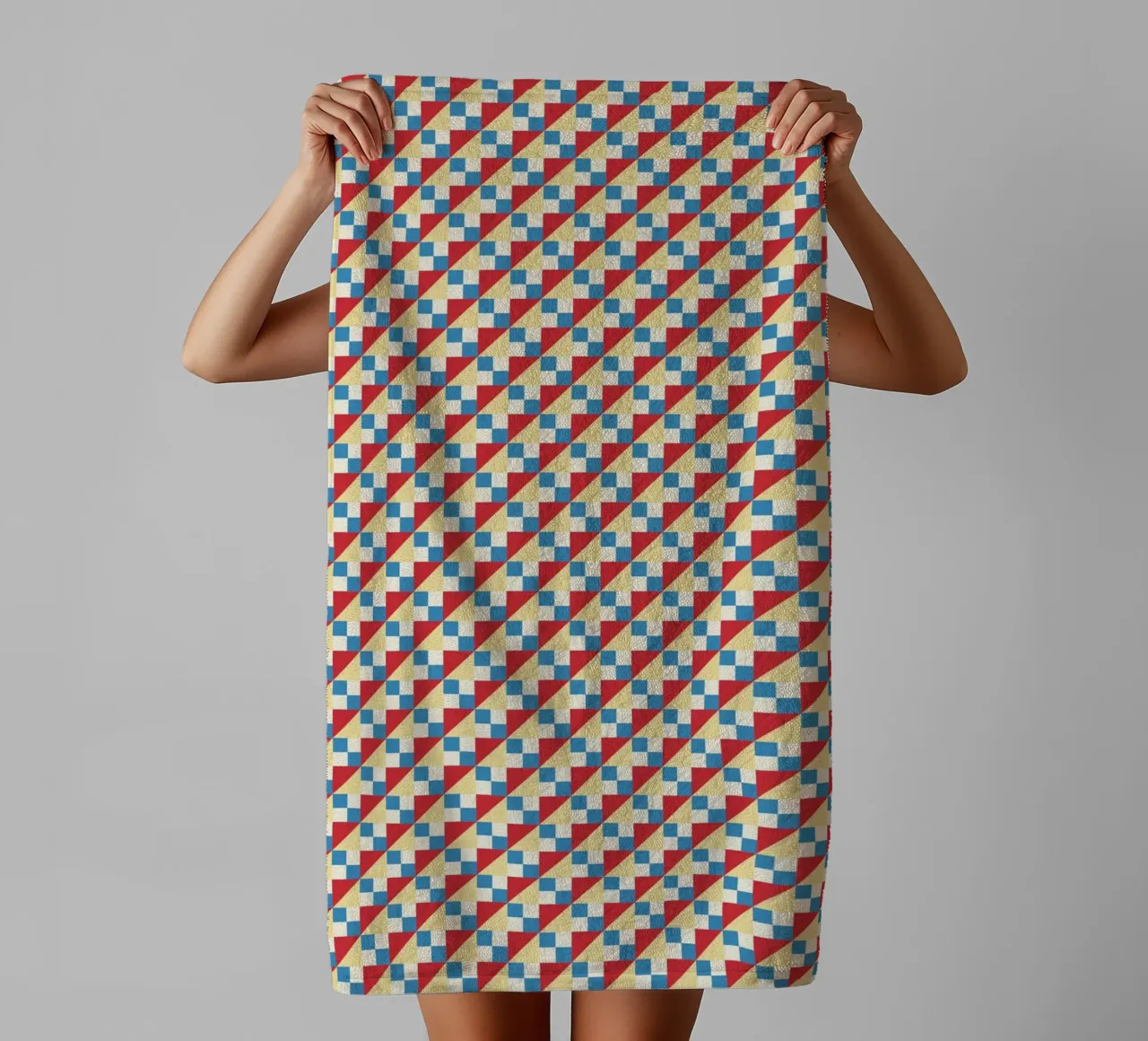 Summer beach checker seamless pattern towel by Little Dean