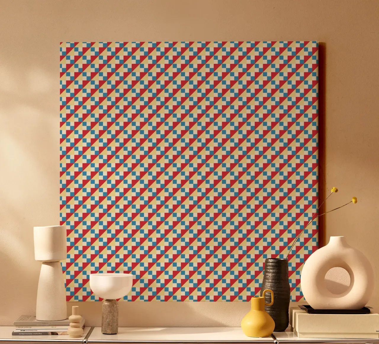 Summer beach checker seamless pattern canvas by Little Dean