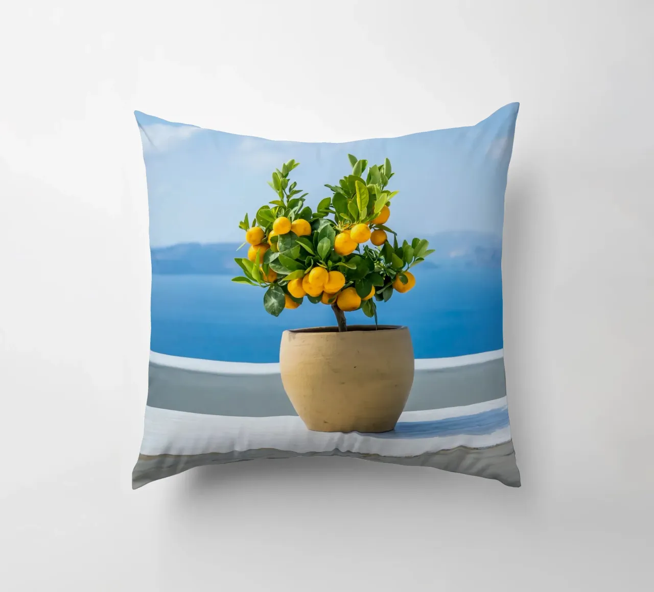 Lemon Tree, Greece, Greek Islands Poster, Lemon Print Decor decorative cushion by TheTravelClub
