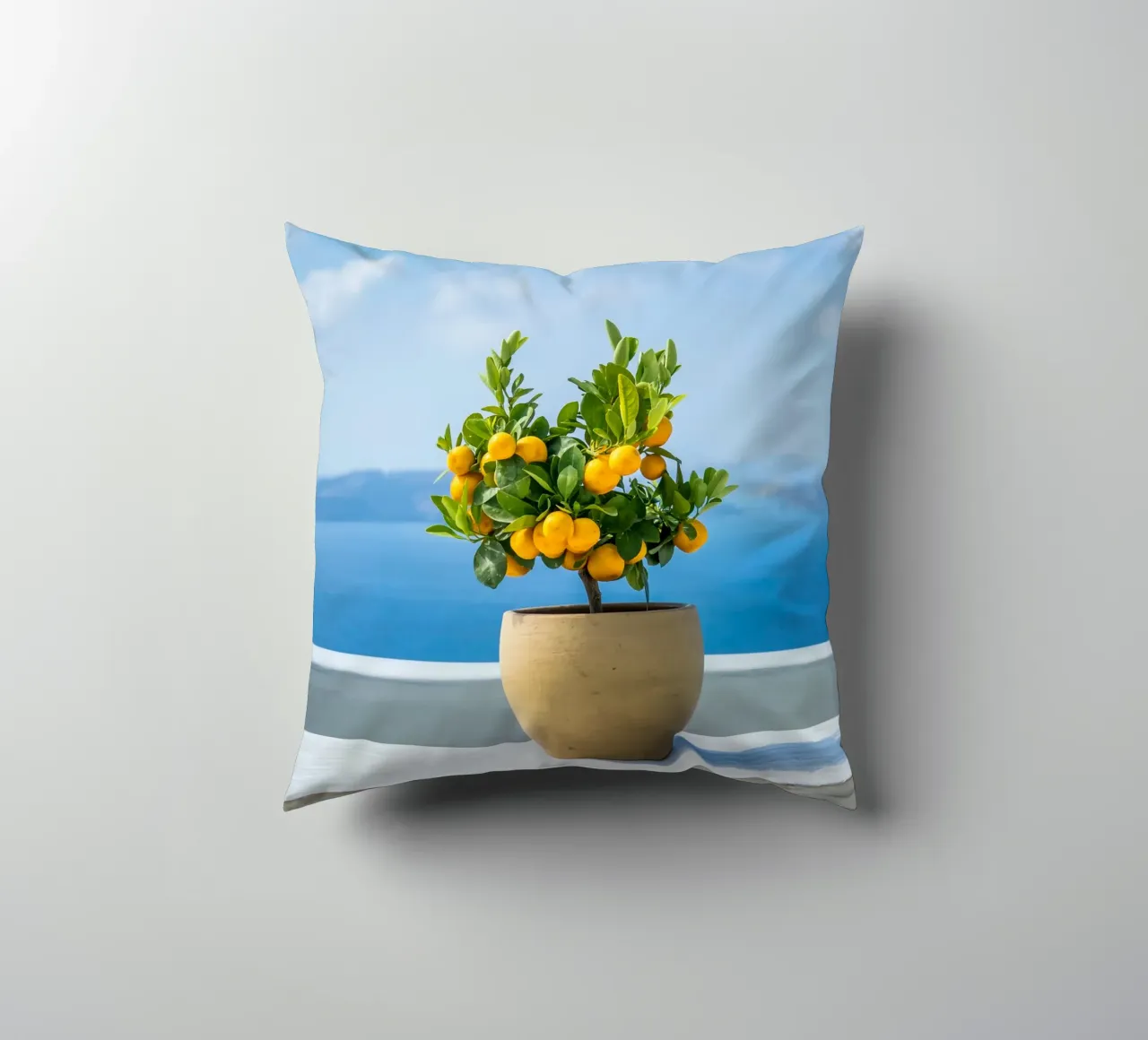 Lemon Tree, Greece, Greek Islands Poster, Lemon Print Decor decorative cushion by TheTravelClub