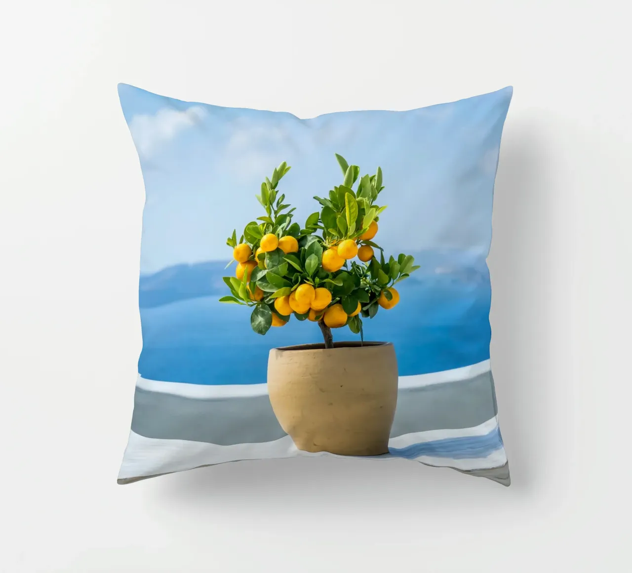 Lemon Tree, Greece, Greek Islands Poster, Lemon Print Decor decorative cushion by TheTravelClub