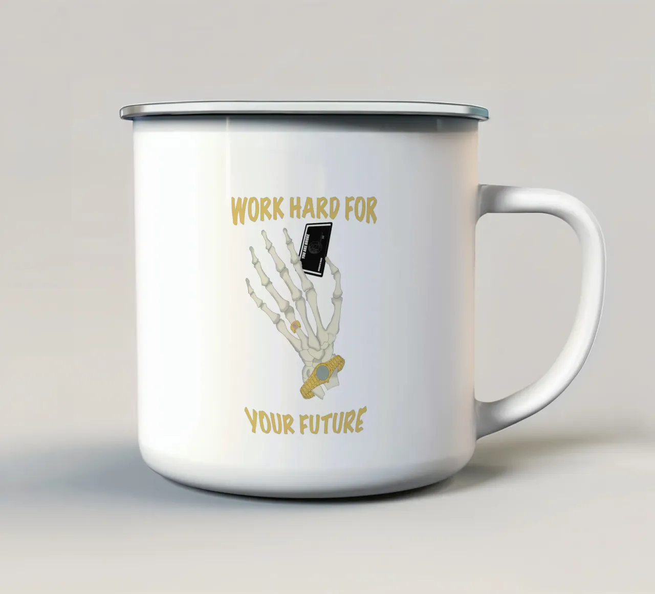 Lavorate sodo per il vostro futuro tazza in smalto da pronzo