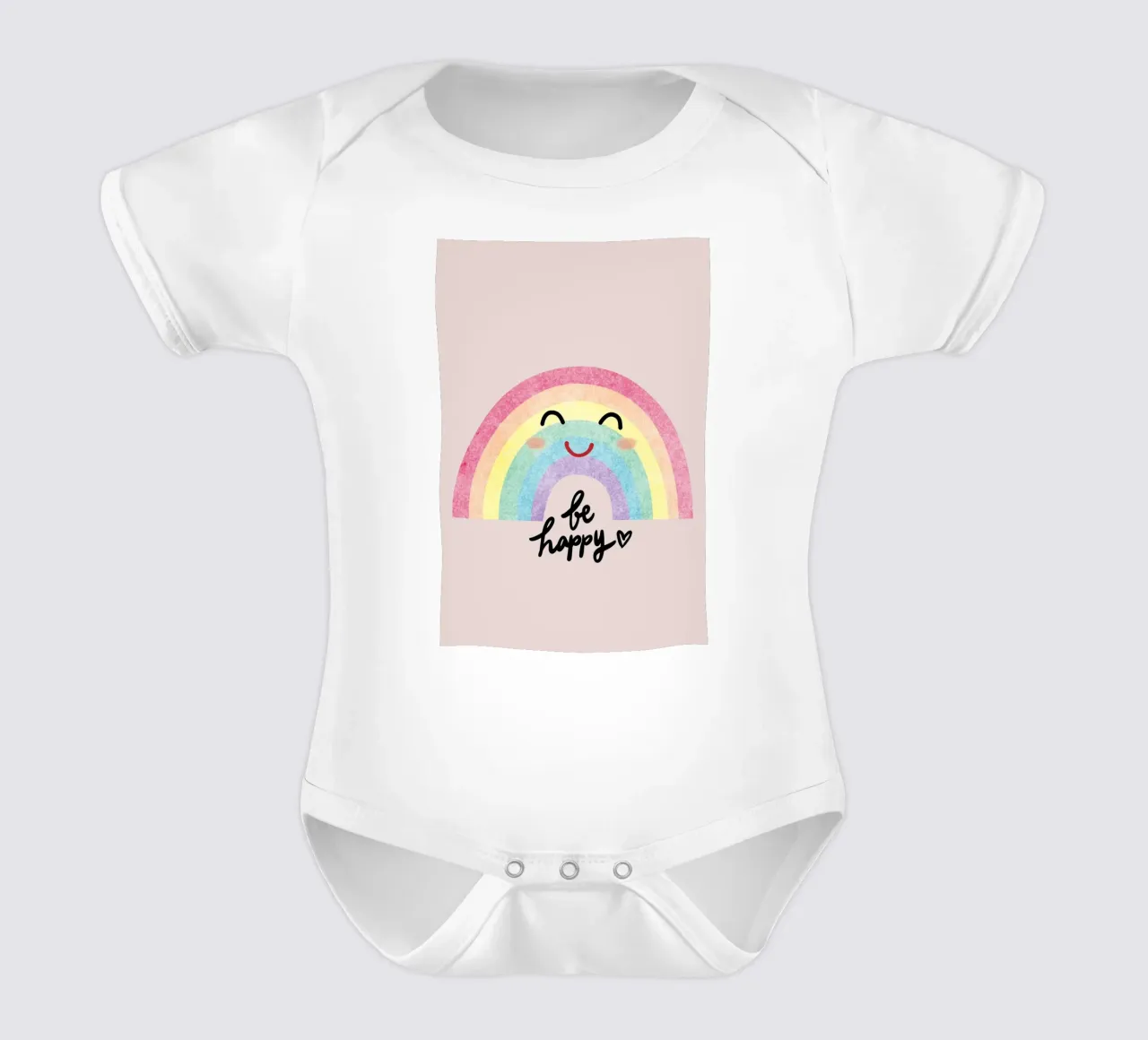 be happy Kurzarm Babybody von AESTHETIC VIBES by Isabel
