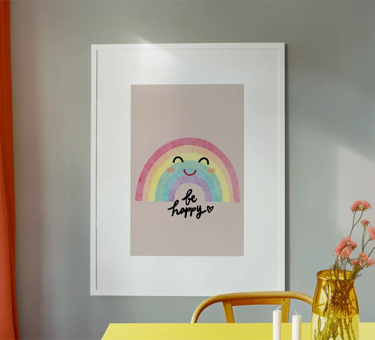 be happy poster con telaio in legno da AESTHETIC VIBES by Isabel