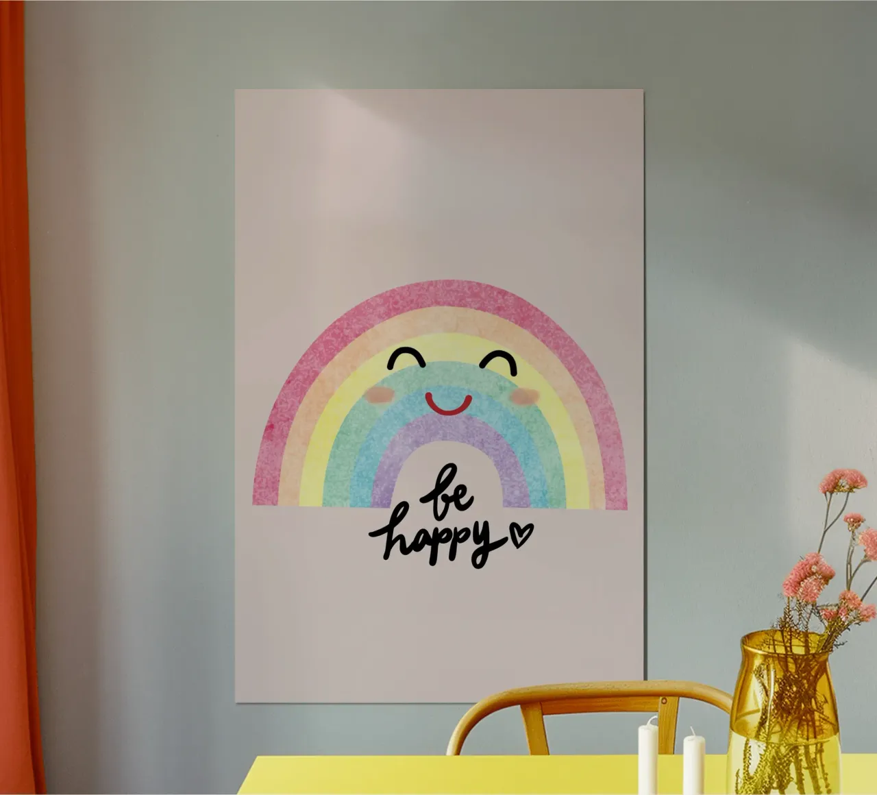 be happy poster con telaio in legno da AESTHETIC VIBES by Isabel