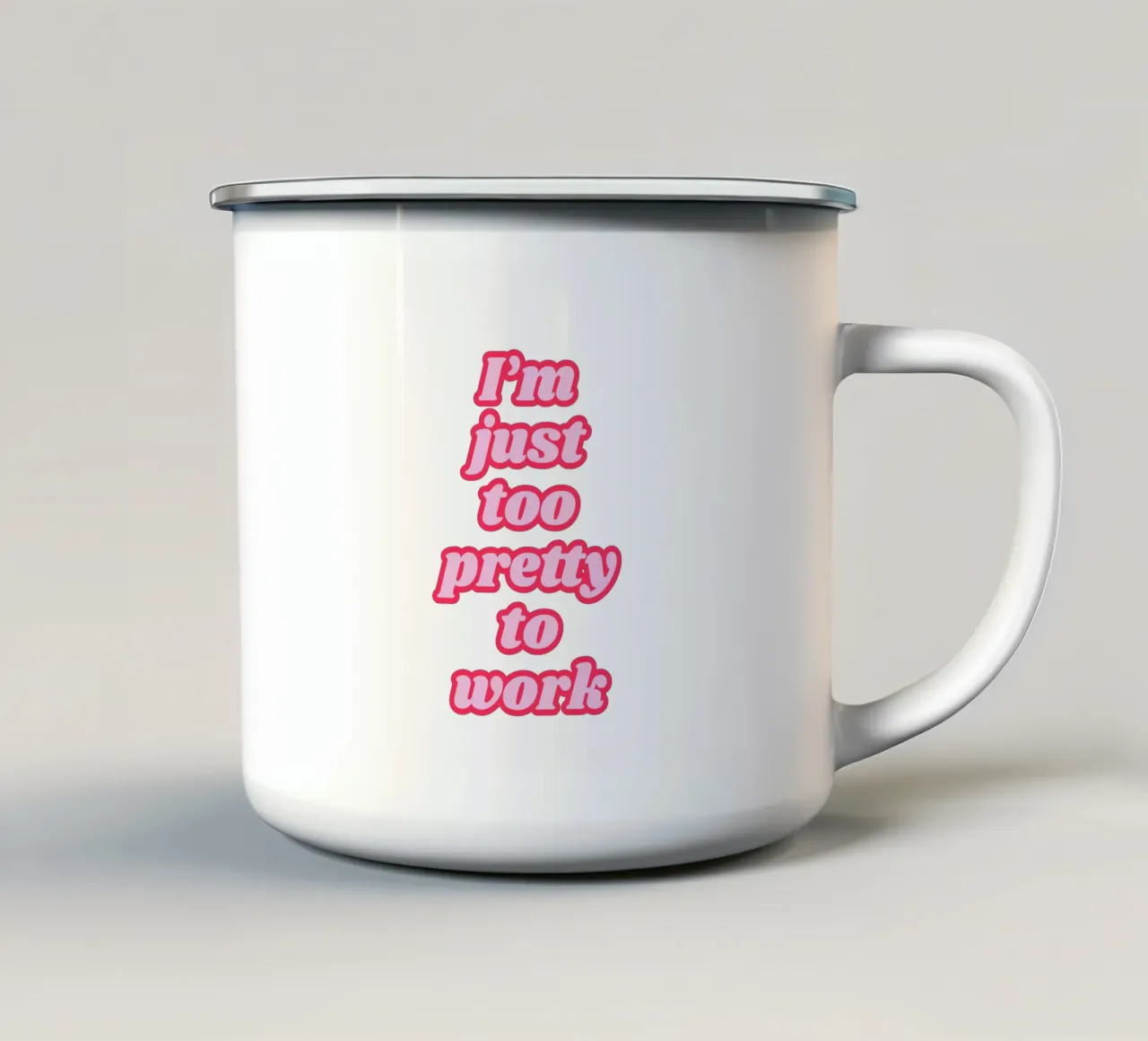 Ich bin einfach zu hübsch, um zu arbeiten Emaille Tasse von Coquette Club