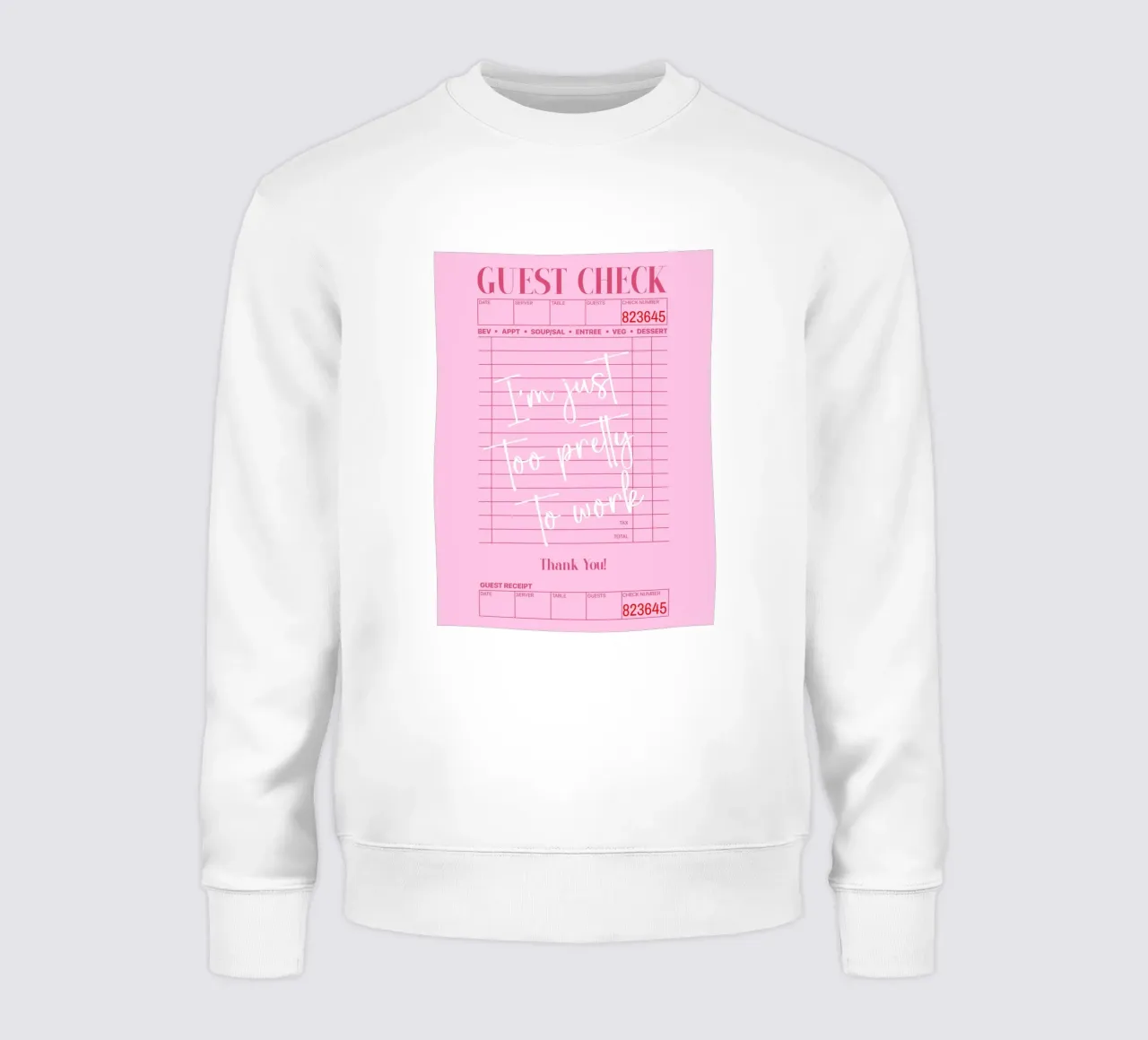 Soy demasiado guapa para trabajar, cartel de invitados rosa sudadera de Coquette Club