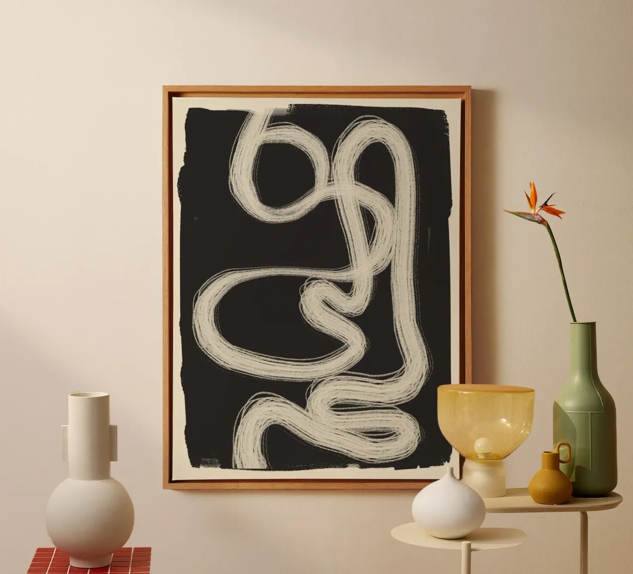 Abstract line 30 canvas with Floater frame by ThingDesign