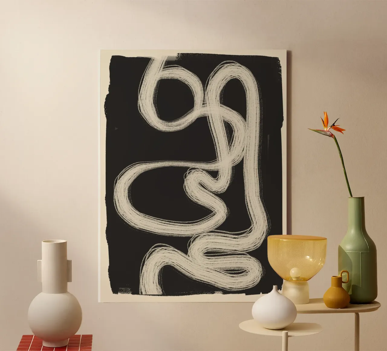 Abstract line 30 canvas with Floater frame by ThingDesign
